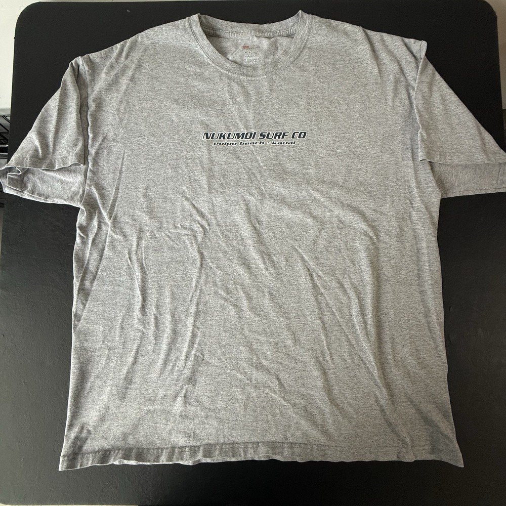 Vintage Nukumoi Surf Co. Gray T-Shirt Men's Size XL Surfing Beach Hawaii Tee Y2K