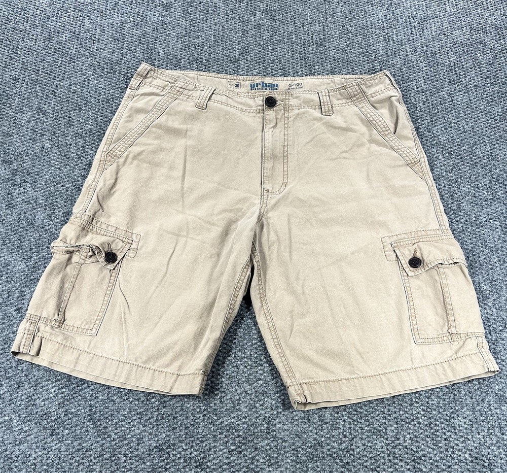 Urban Pipeline Cargo Shorts Men 36 Khaki Beige Ripstop Classic Length Preppy Y2K