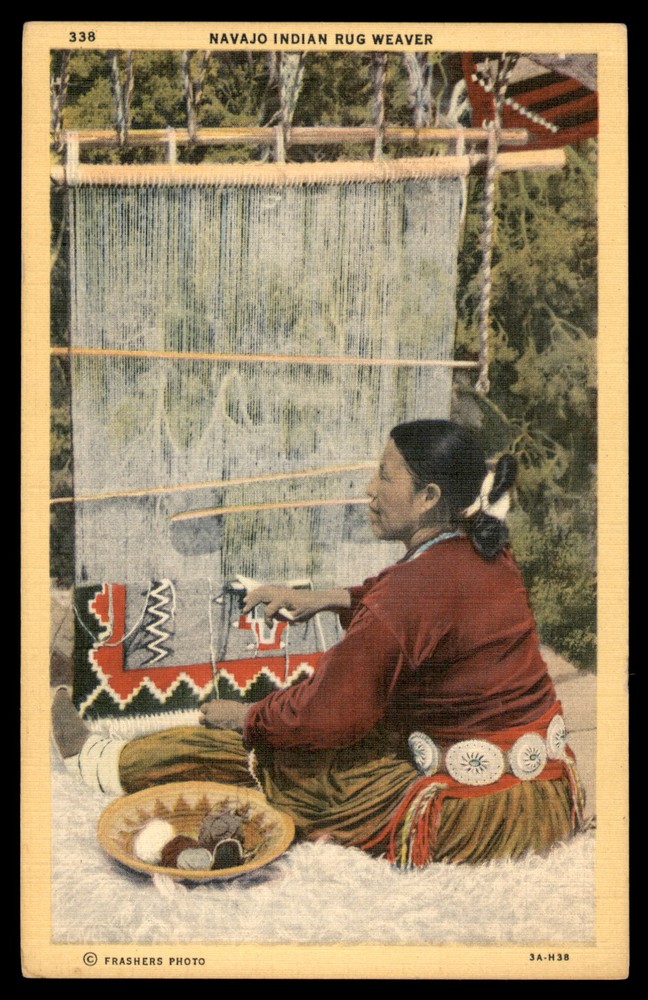 Postcard Navajo Indian Rug Weaver, Rug Weaving, Native American