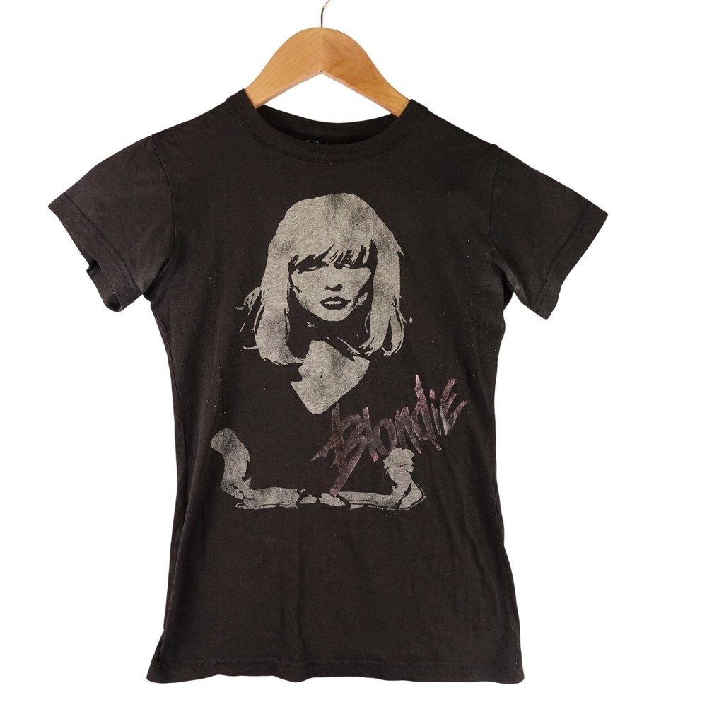 Junk Food Blondie Debbie Harry Graphic T-Shirt Black Rock Band Tee Womens XS/S