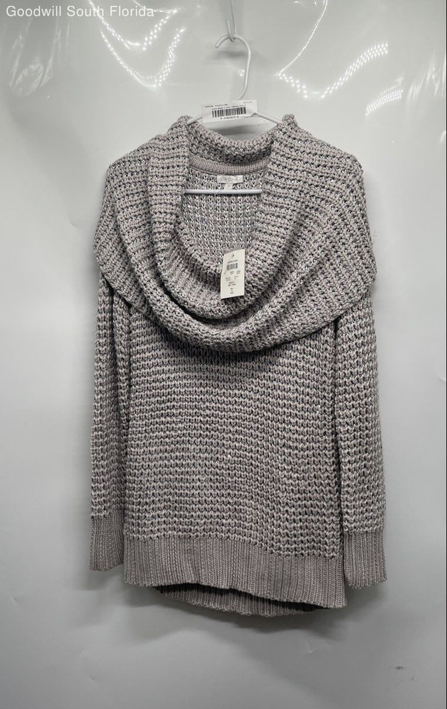 Cache Womens Gray Chunky-Knit Cowl Neck Pullover Sweater Size Medium With Tag