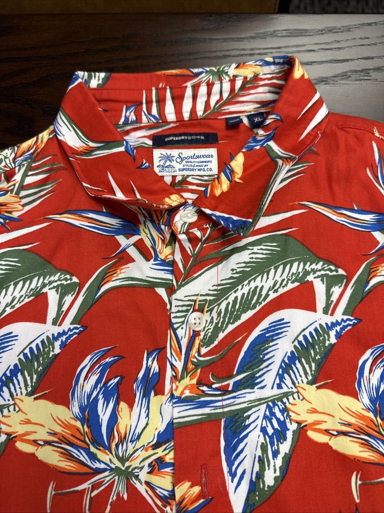Superdry Floral ISLAND Print S/S Button Down Shirt MULTICOLORED Mens XL