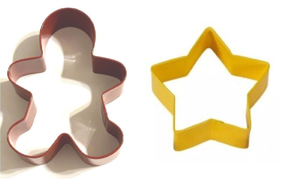2 Wilton Christmas Cookie Cutters metal gingerbread man and star standard size