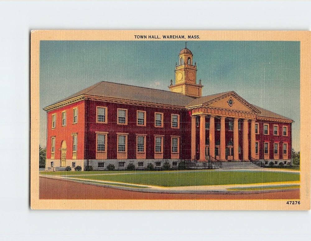Postcard Town Hall Wareham Massachusetts USA