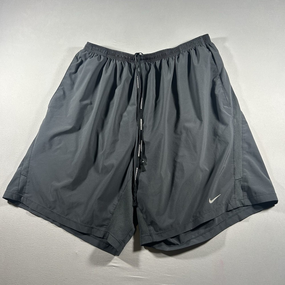 Mens Nike Dri Fit Running Shorts Gray Lined Training Athletic XXL Gym 9in EUC