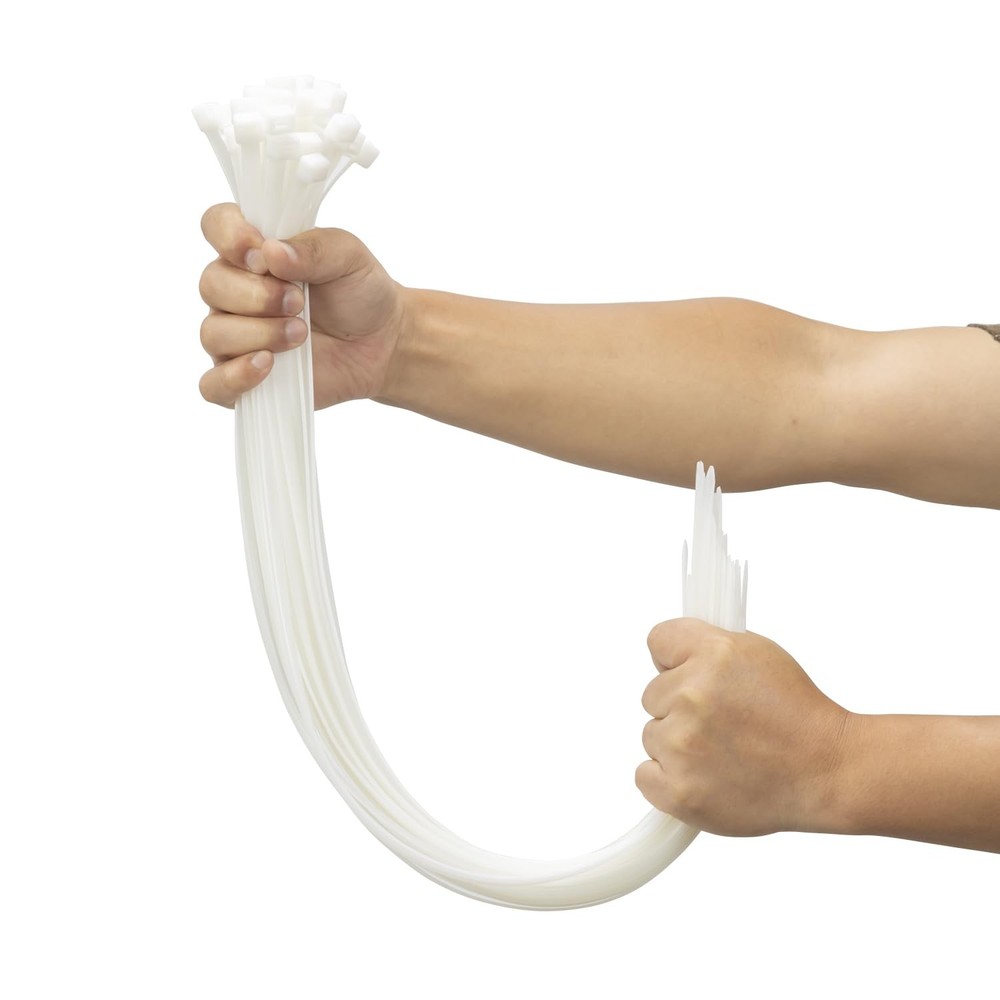 26in Heavy Duty White Zip Ties 100pk 200lb UV Resistant Cable Ties