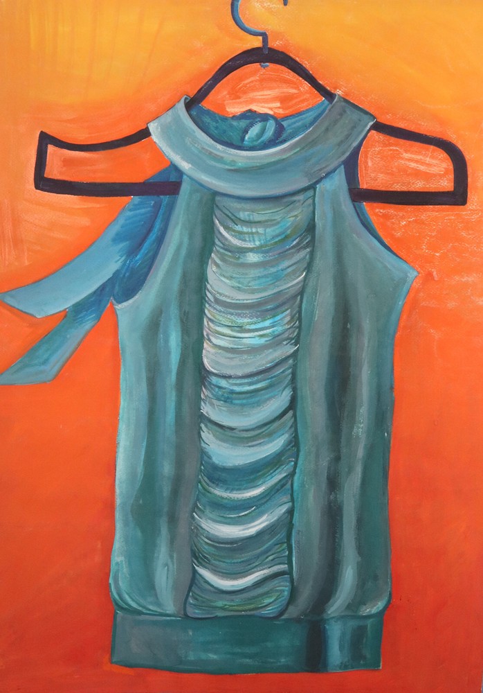 Vintage original gouache painting still life costume design