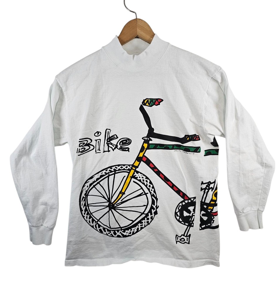 Vintage 90s Bike Gravity Graphics Anvil Shirt Men's Medium USA Abstract-image