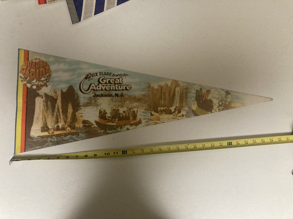 Vintage Six Flags Great Adventure Roaring Rapids Full-Size Pennant - Fast Shipping