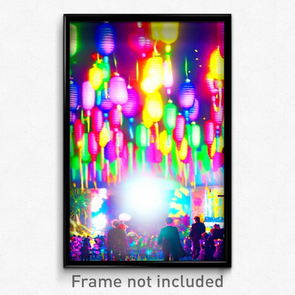 Pixel Art Poster - Colorful New Year Day (8 Bit Psychedelic Video Game Print)