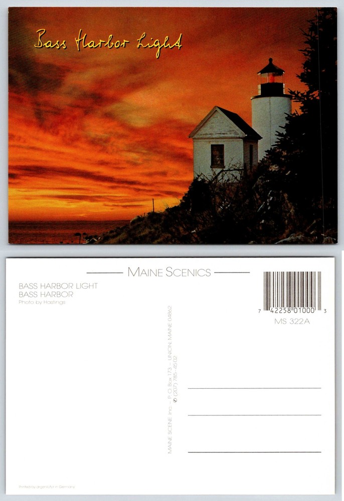 Maine BASS HARBOR LIGHTHOUSE Postcard V59