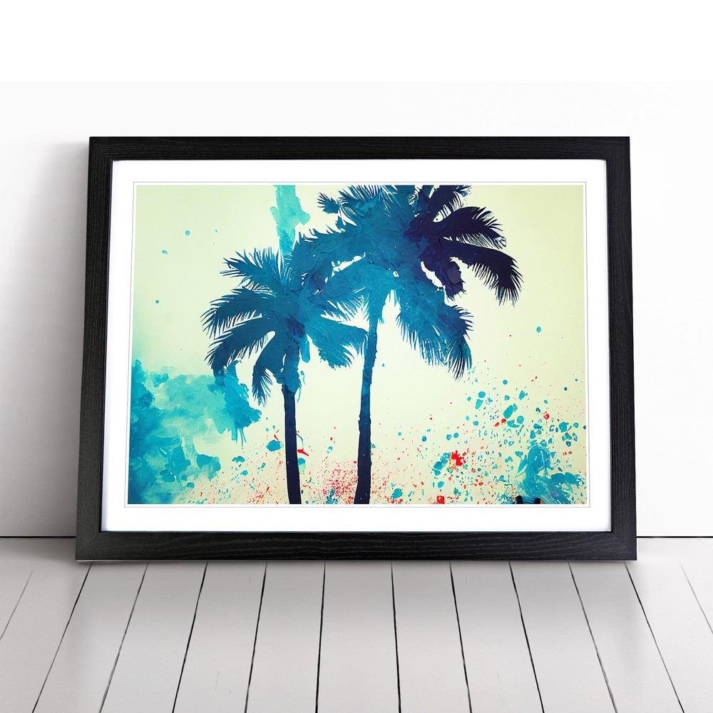 Palm Tree Splash Vol.5 Abstract Framed Canvas Wall Art Print Poster Picture-image
