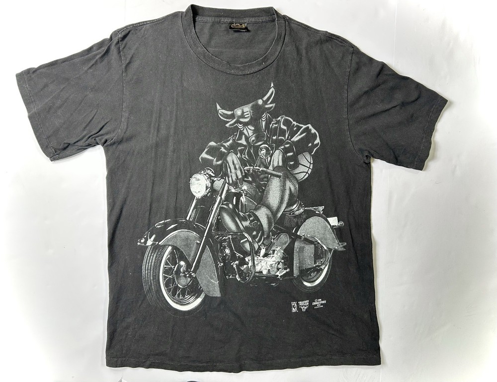 VTG Vintage 90s 1996 Chicago Bulls Harley Motorcycle Rap Tee XL Changes Tag