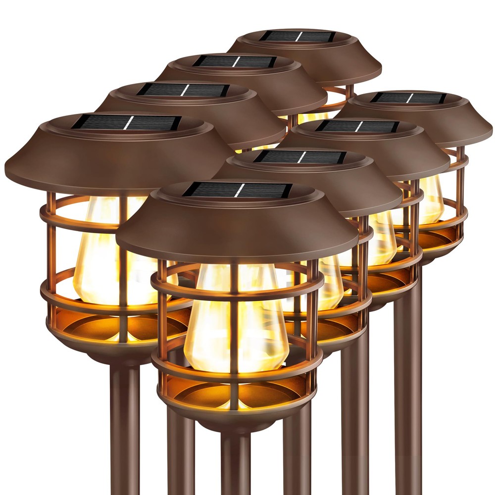 Waterproof Solar Pathway Lights 8PK Auto-On Outdoor Garden Yard Lighting