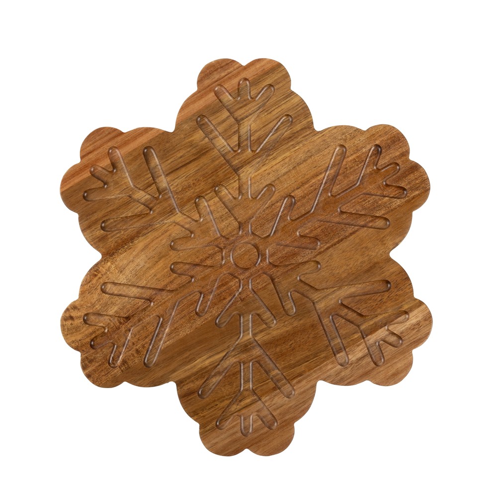 Acacia Wood Snowflake Board, Natural Wood Color, 12 W x 11.18 D x 0.59 H in-image