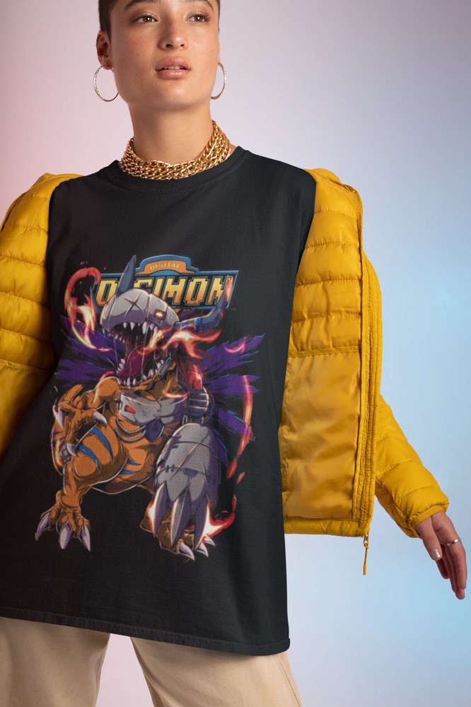 Anime Digimon Black T Shirt Size S - 5Xl