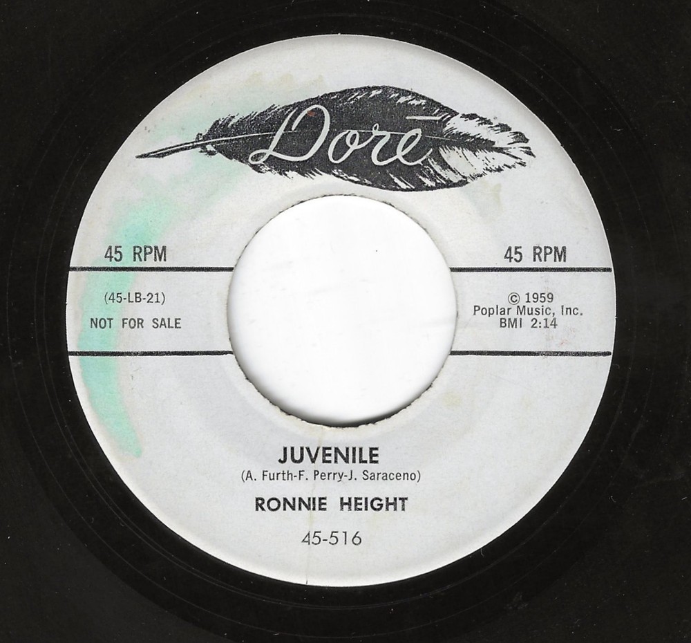 Ronnie Height/Group 45Rpm '59 Dore Juvenile Teen Doo Wop Ballad Strong Vg++