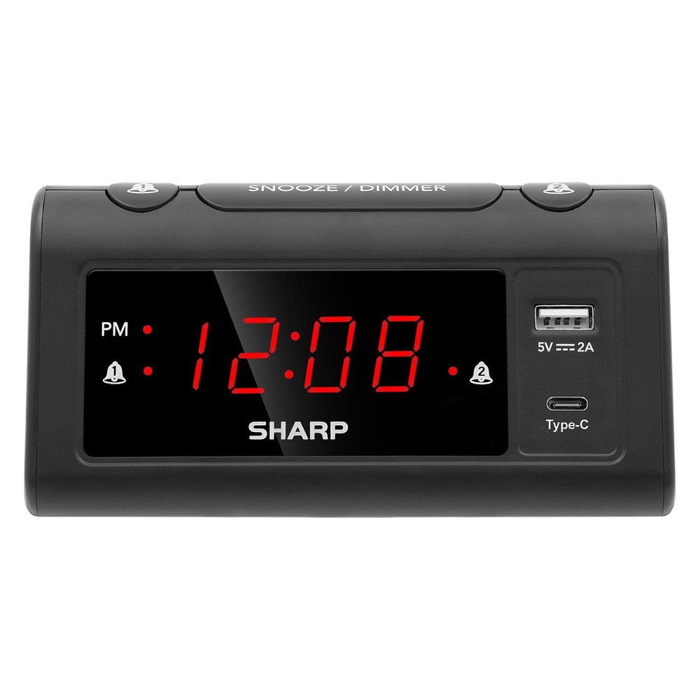 Sharp Alarm Clock for Bedrooms Super Fast USBC Charging and Fast 2 Amp USB C...