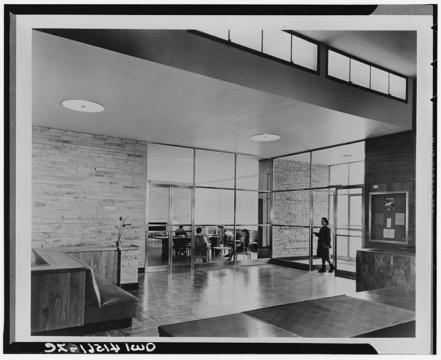 Photo:Modernist Lobby Interior Glass Brick 1960s Office Building