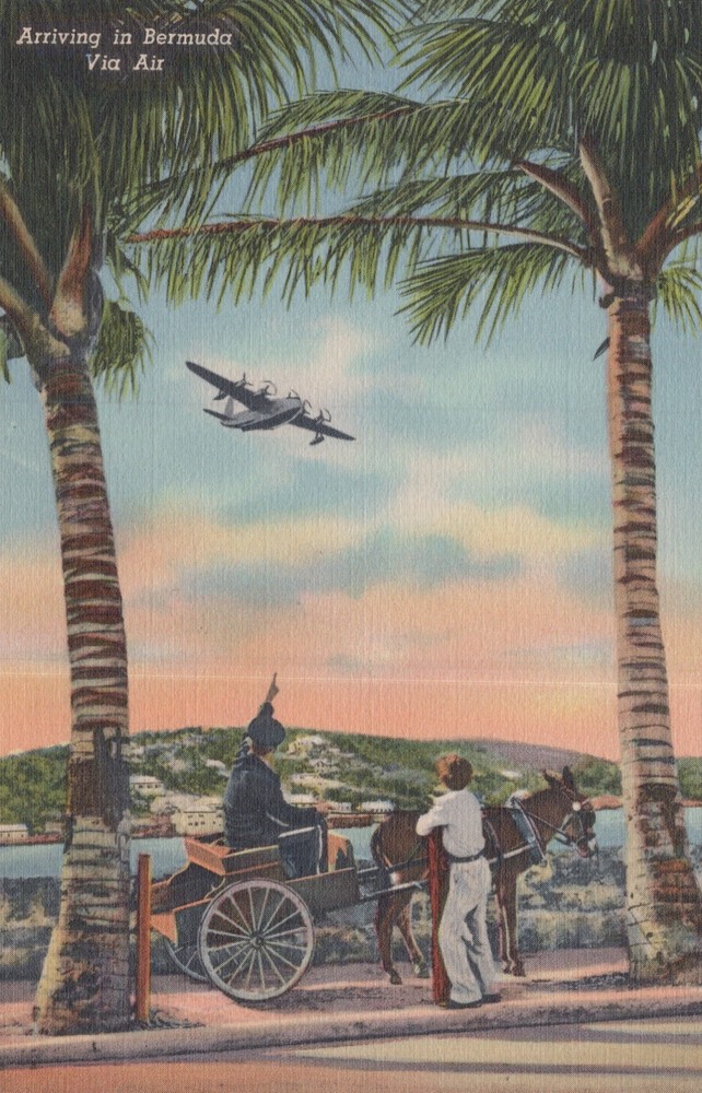 Arriving In Bermuda Via Air Vintage 1940’s Postcard
