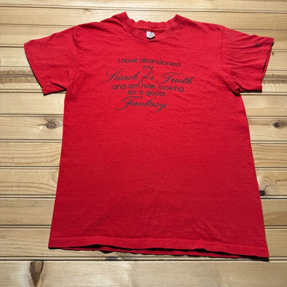 Vintage 80s Hanes I Abandoned My Search For Truth Quotes T-Shirt USA Size Medium