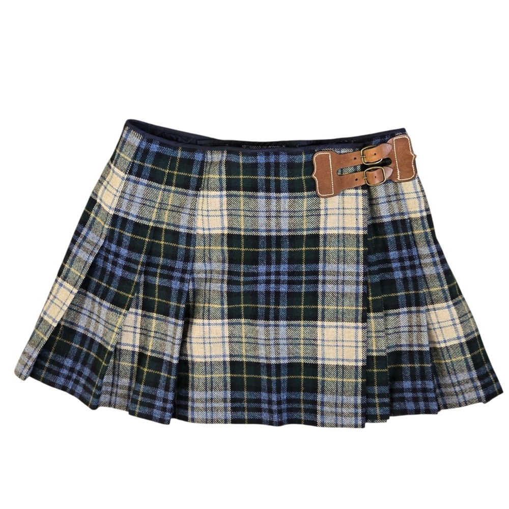 Polo Ralph Lauren Tartan Plaid Mini Skirt Kilt Heritage Preppy Blue Women 10