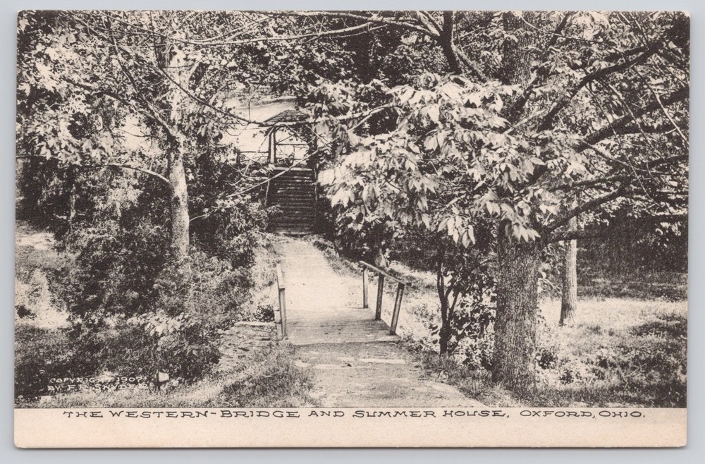 Oxford Ohio Western College for Women Bridge & Summer House 1907 Vtg Postcard E6