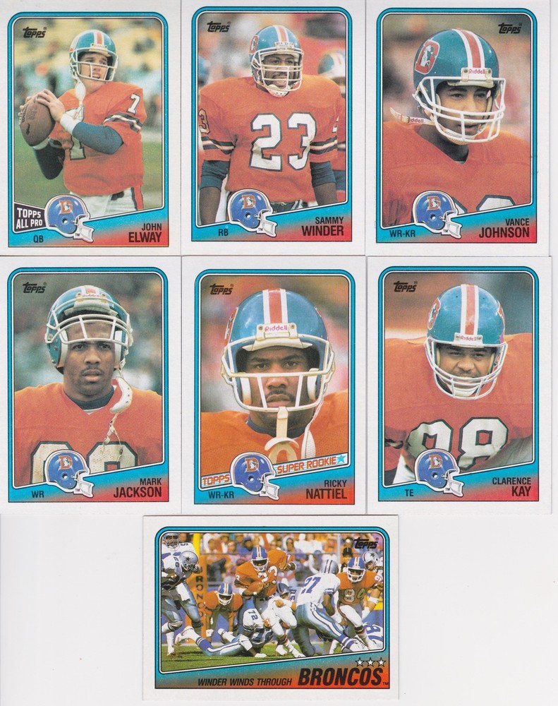 1988 Topps Football Complete Team Set Denver Broncos (15) John Elway