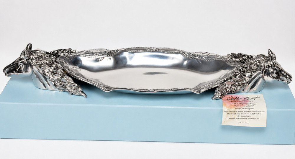 Arthur Court Horse Head Centerpiece Tray Aluminum Hollowware