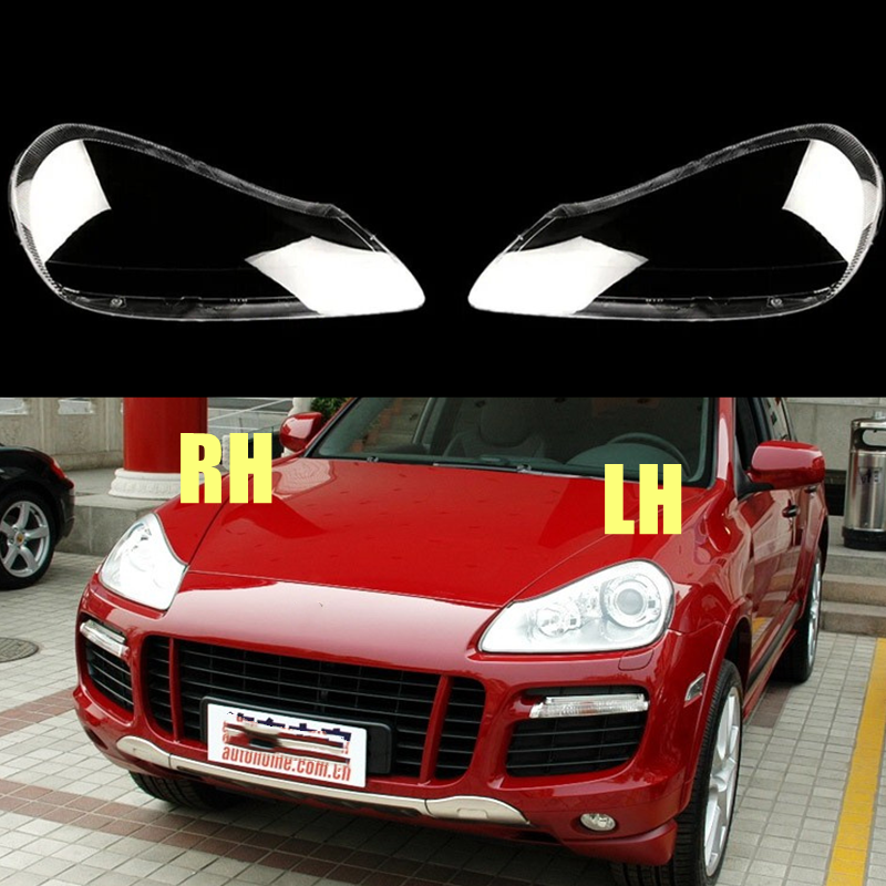 Porsche Cayenne 2008-2010 LH RH Headlight Lens Cover with Sealant Pair