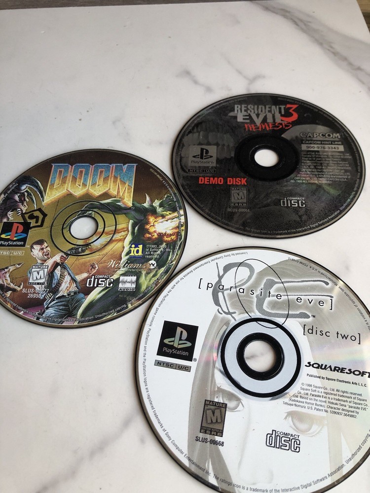 Parasite Eve 1 Disc 2 ONLY Sony PlayStation PS1 Doom & Resident Evil 3 Demo lot