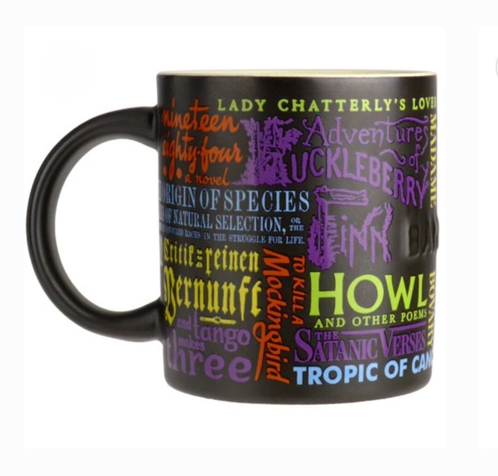 Banned Books Black Coffee Tea Mug Cup 12 oz Unemployed Philosophers Guild