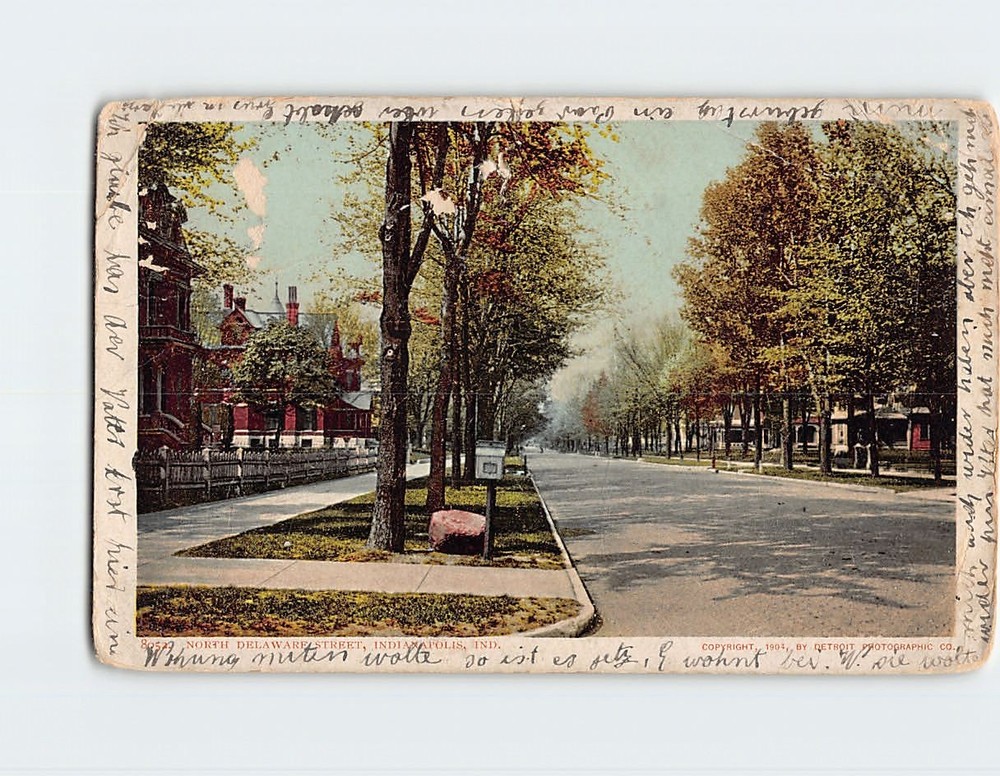 Postcard North Delaware Street Indianapolis Indiana USA