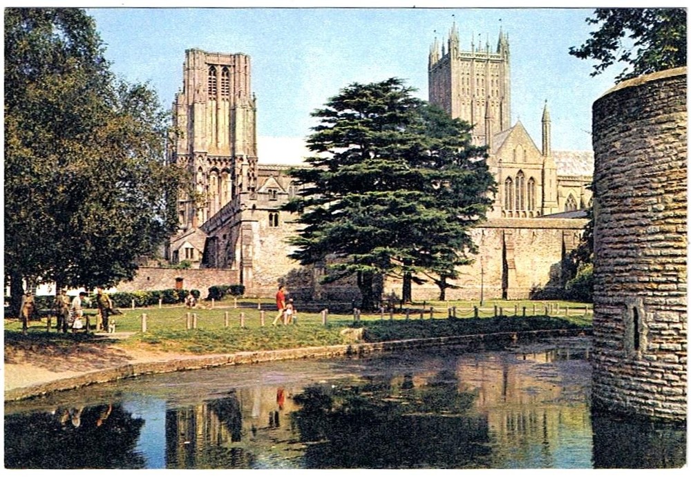 United Kingdom UK Postcard Somerset Wells Bishop's Palace Moat