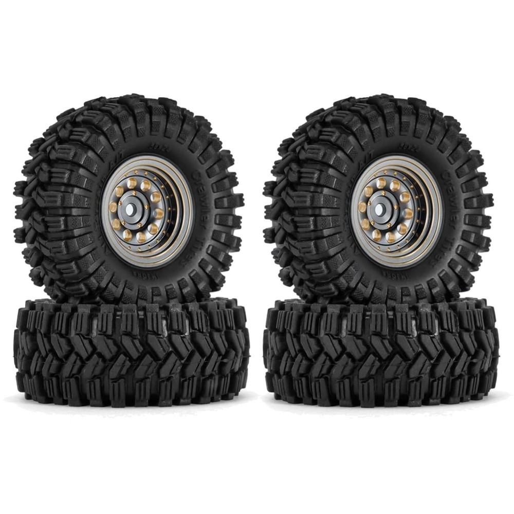 RC Crawler Tires Brass Beadlock Wheel Set Off-Road 1/24 1/18 Upgrade Durable
