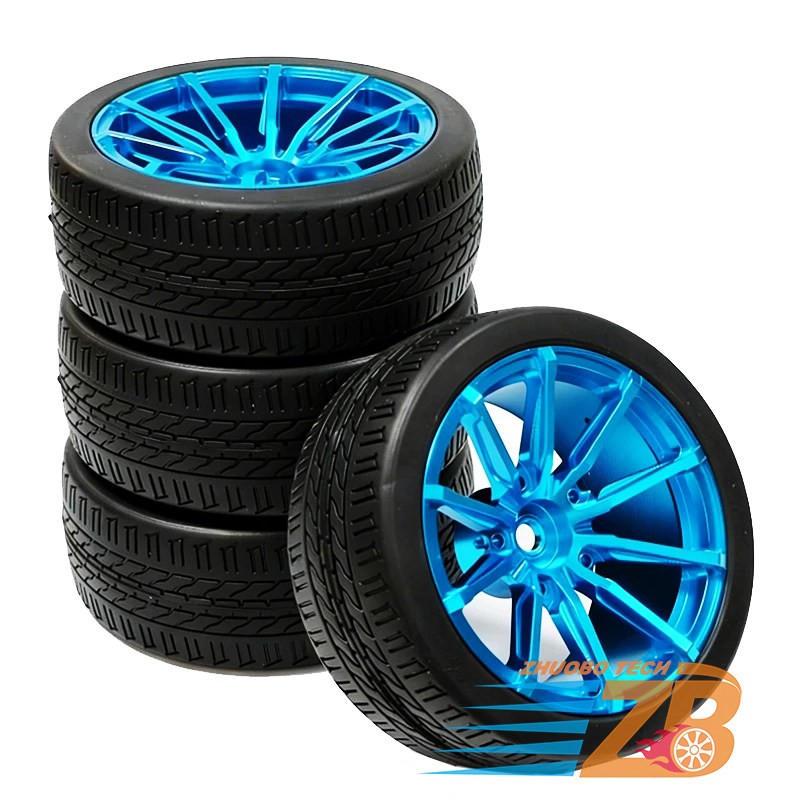 1/10 RC Racing Tires Metal Wheel Rims Hub12mm Hex for 1:10 RC On Road Car Tamiya