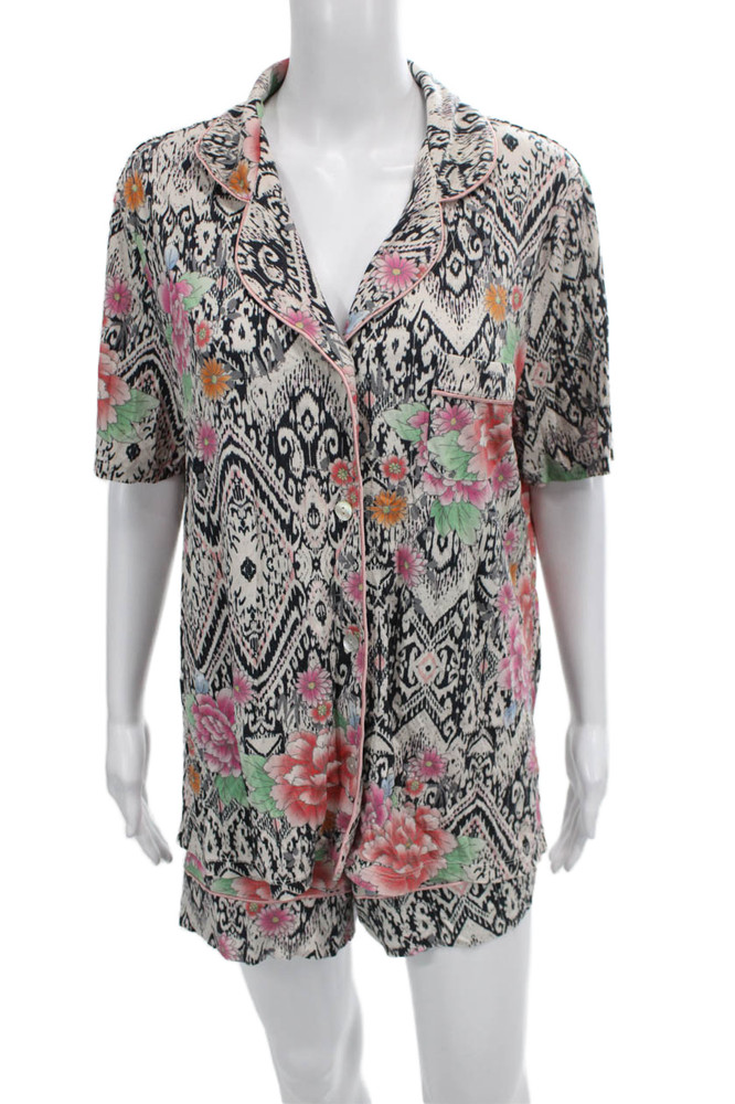 Johnny Was Women Floral Collared Blouse Pajama Set Multicolor Size XLFree Shipping in US $100+ Orders | $6.95 Orders Below