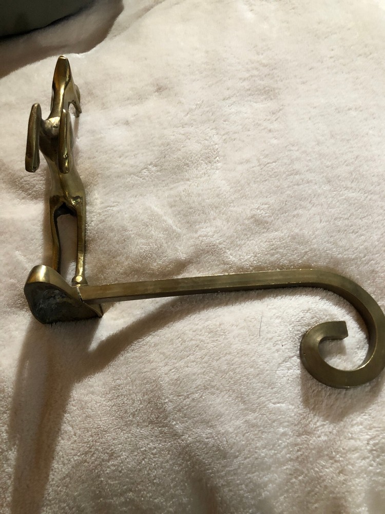 Solid Brass Mantel Christmas Long Arm reindeer Stocking holder locater dal 20
