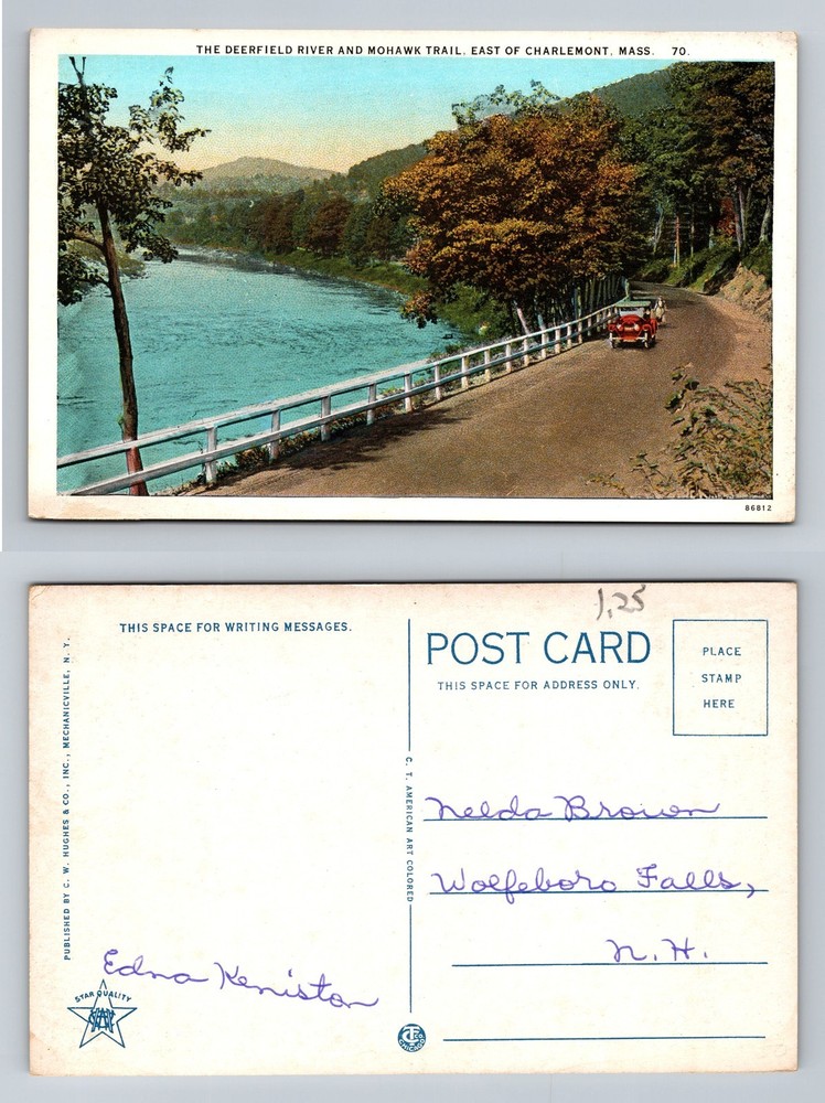 Charlemont, MA-Massachusetts, Deerfield River Mohawk Trail Road Vintage Postcard