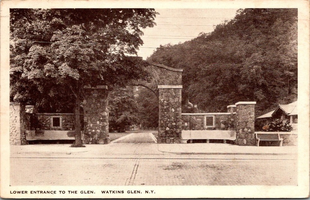 Watkins Glen NY Lower Entrance The Glen RPPC Postcard 1931 Posted