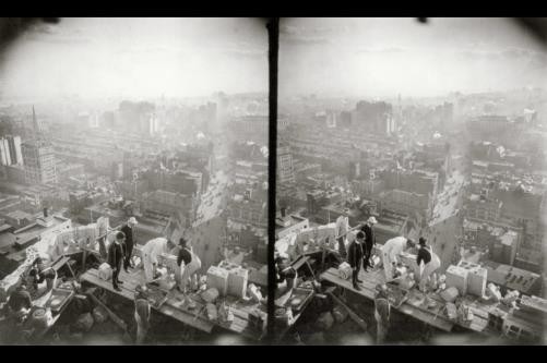 Construction Work atop New York City Skyscraper,NYC,c1905,Workers,Buildings