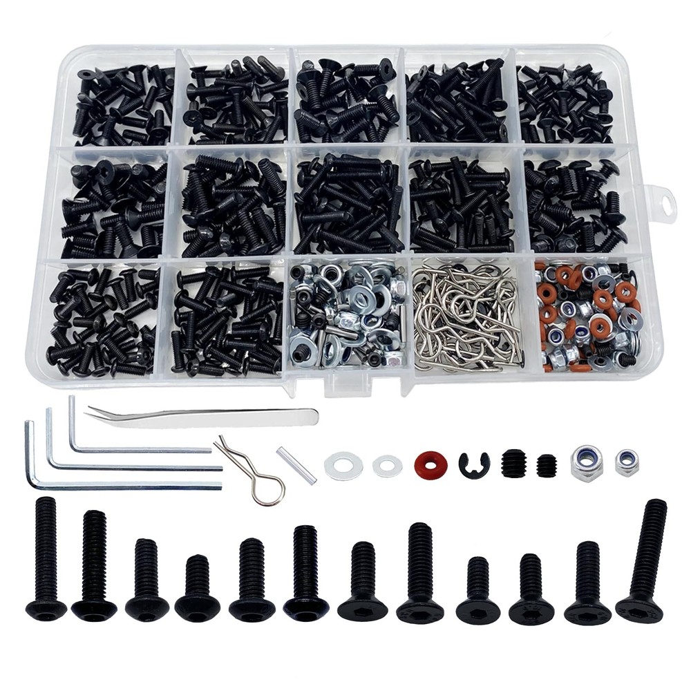 520pcs Universal RC Screw Kit – Assorted Hardware Fasteners for RC Models & DIY Repair