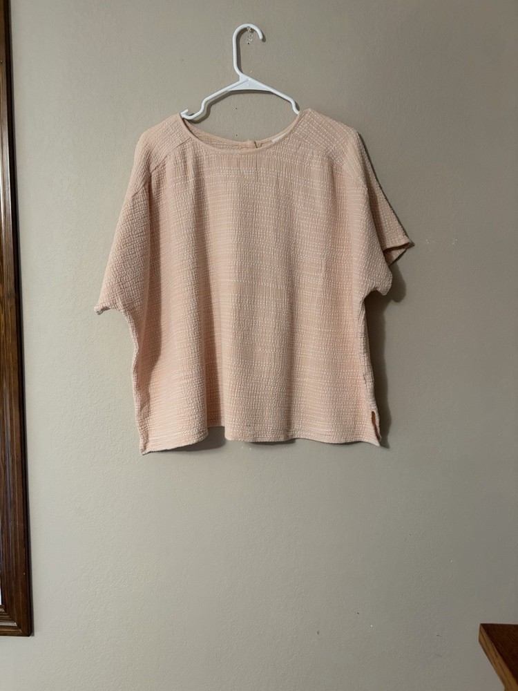 Pure Jill J.Jill XL Peach Double Cotton Gauze Stitched Seersucker Boxy Lagenlook