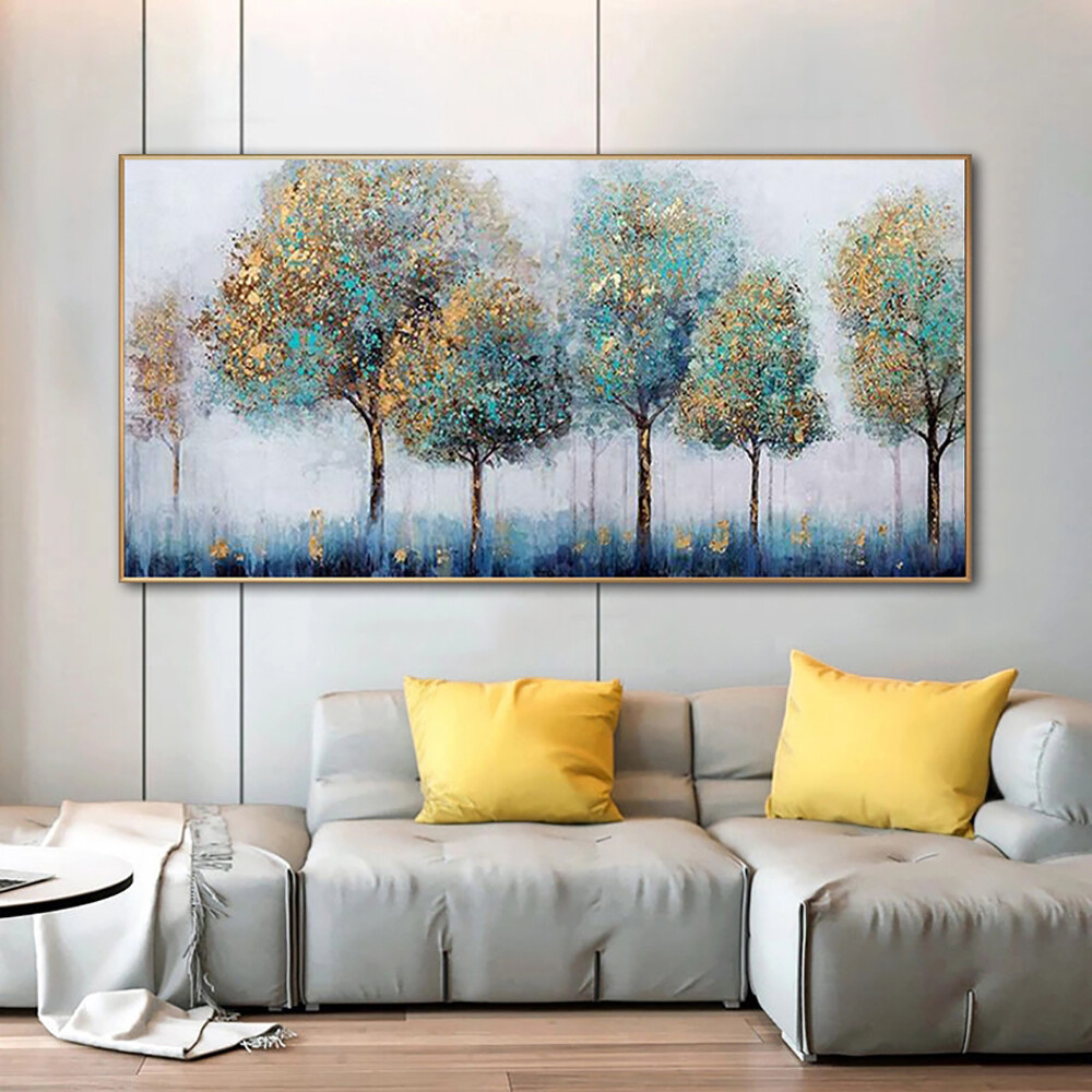 Handmade Abstract Landscape Oil Painting For Home Decor Wall Art Lucky Tree