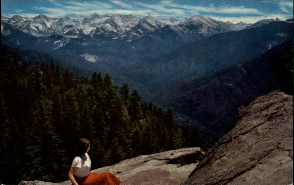 Moro Rock Sequoia National Park California ~ 1950-60s vintage postcard