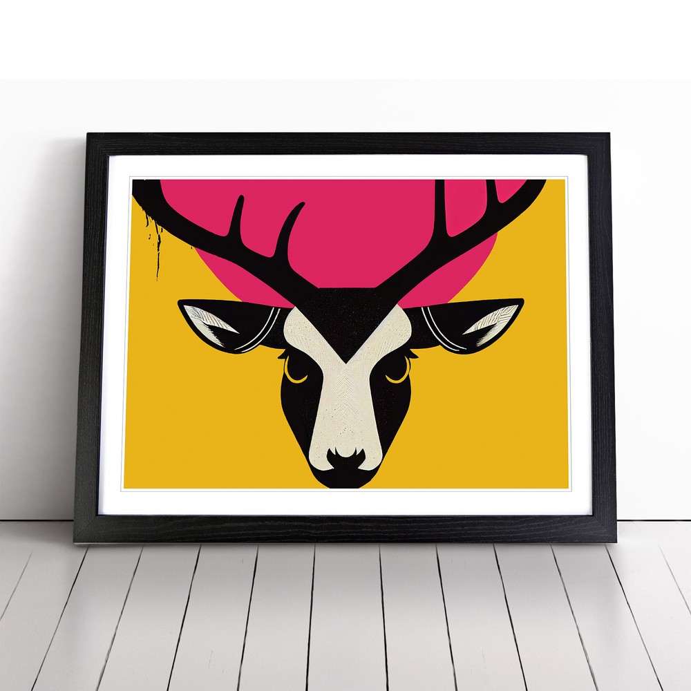 An Electrifying Stag Deer Pop Wall Art Print Framed Canvas Picture Poster Decor