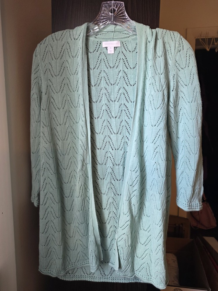 Charter Club Women's Cardigan Sweater, Mint, Size M