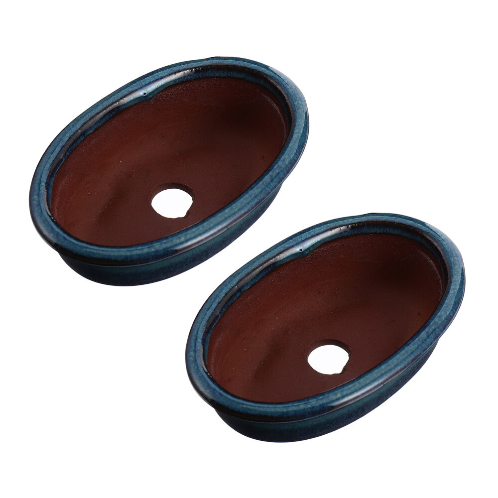 2PCS Bonsai Pot Ceramic Flowerpot Chinese Style Flowerpot Ceramic Planter