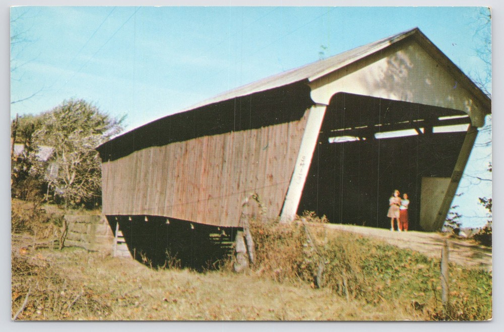 Hizey Covered Bridge Spanning Poplar Creek~Liberty Township Ohio~Vintage PC