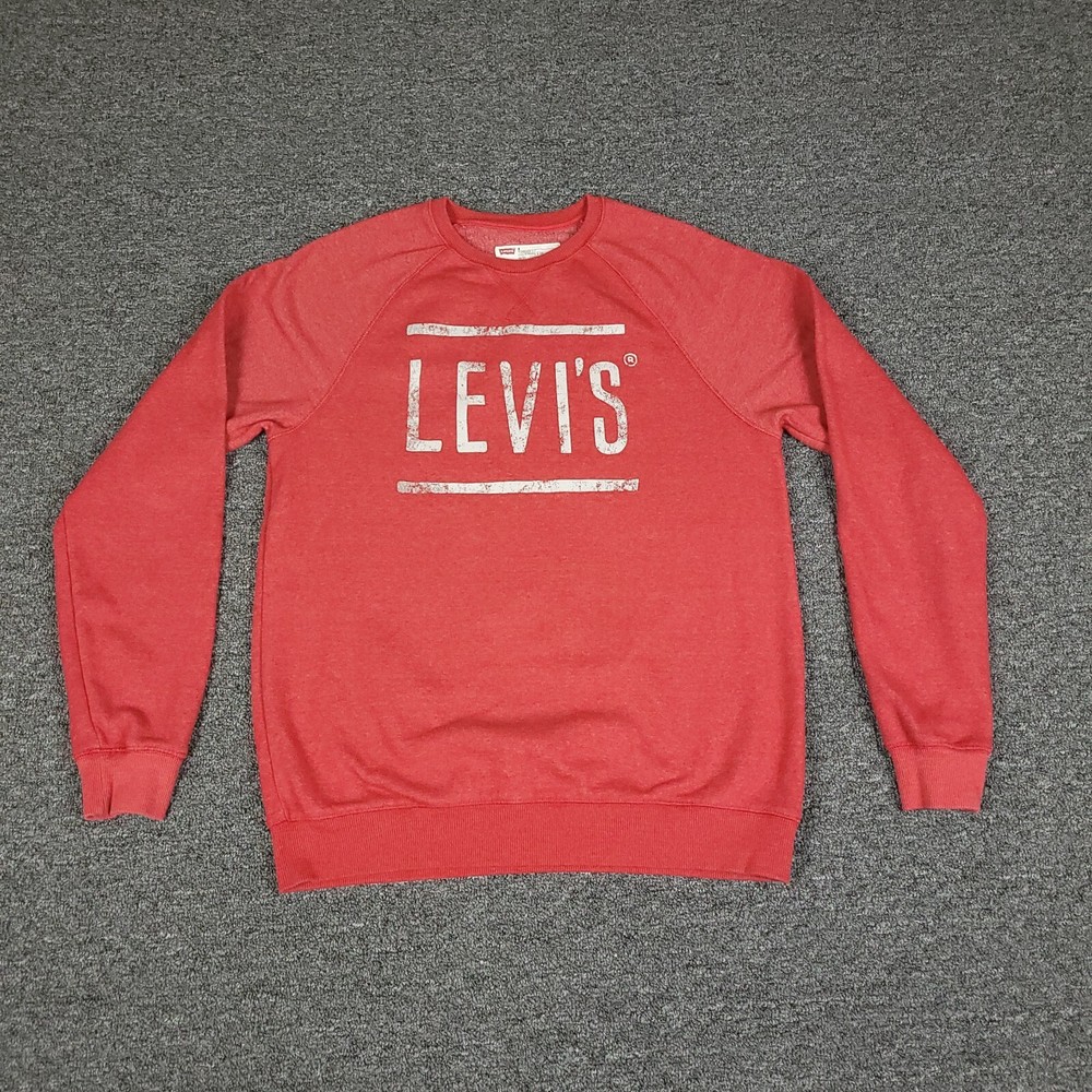 Levi's Sweatshirt Mens Medium Red Spellout Sweater Pullover Crewneck Jumper